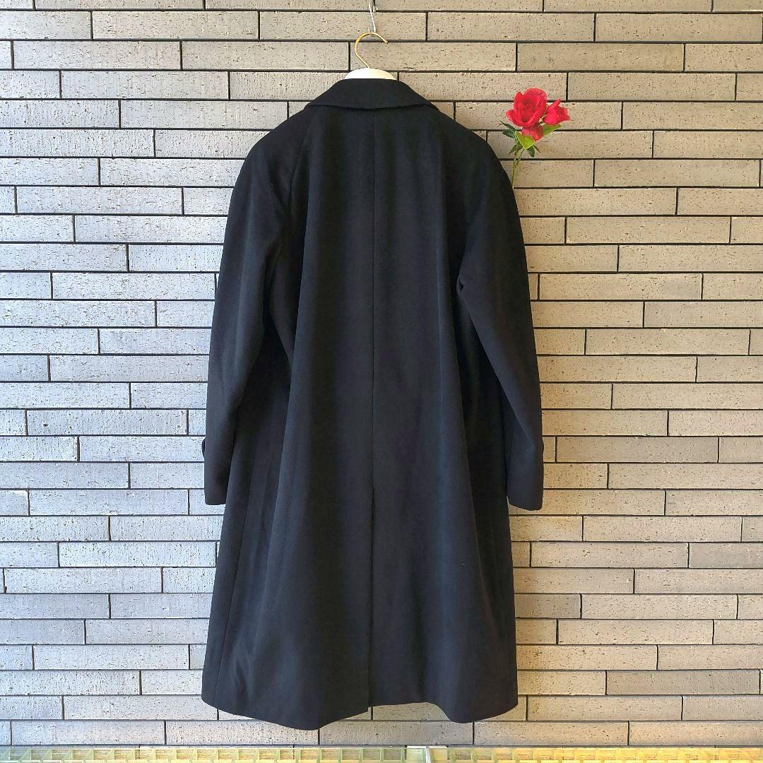 ♤Cashmere✨美品 高級カシミヤ100% ステンカラーコート 撥水 黒 L