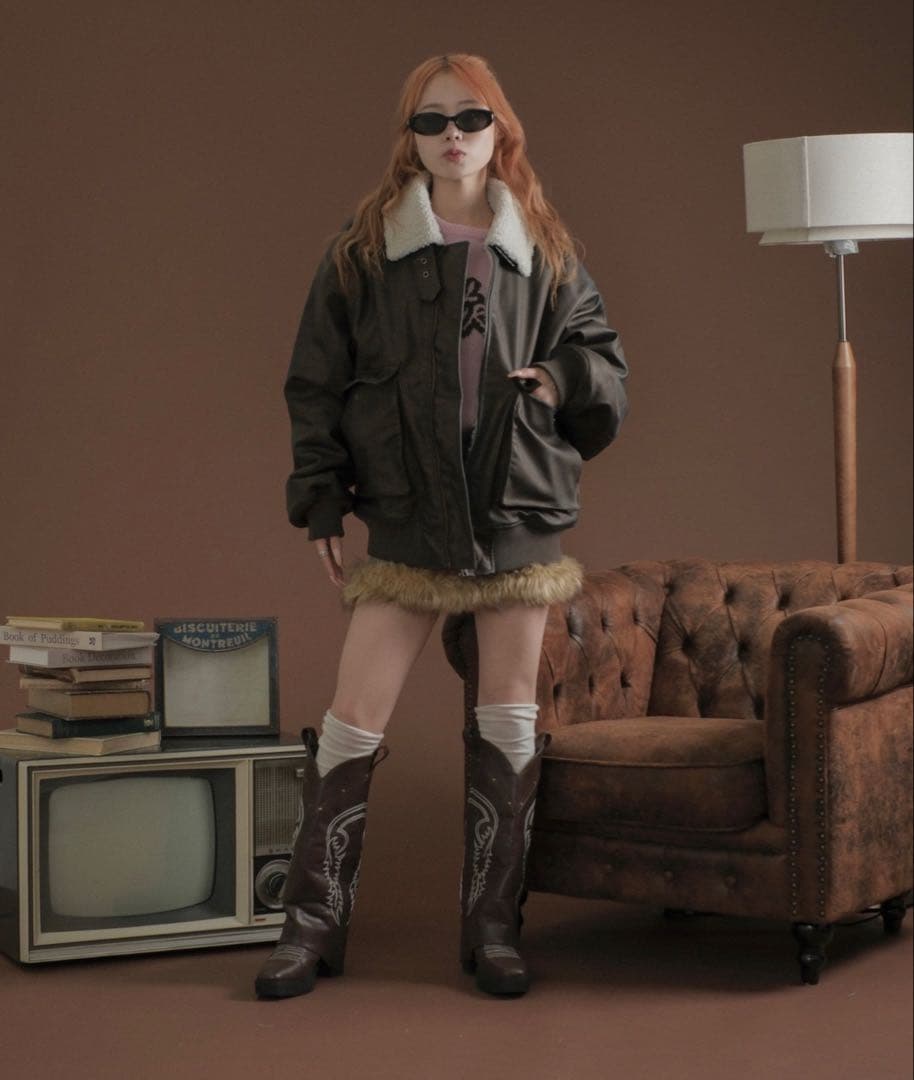 【バタ子さん】sedacle 裏ボア合皮ブルゾン　Mサイズ