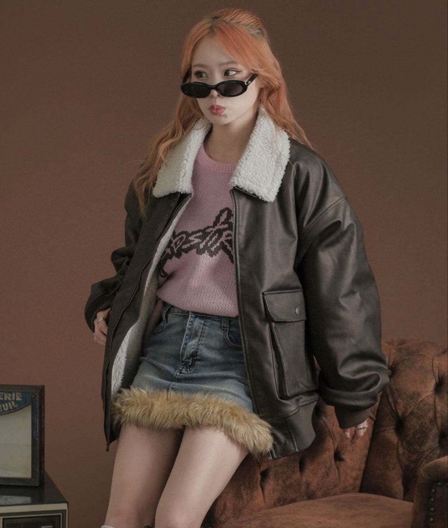 【バタ子さん】sedacle 裏ボア合皮ブルゾン　Mサイズ