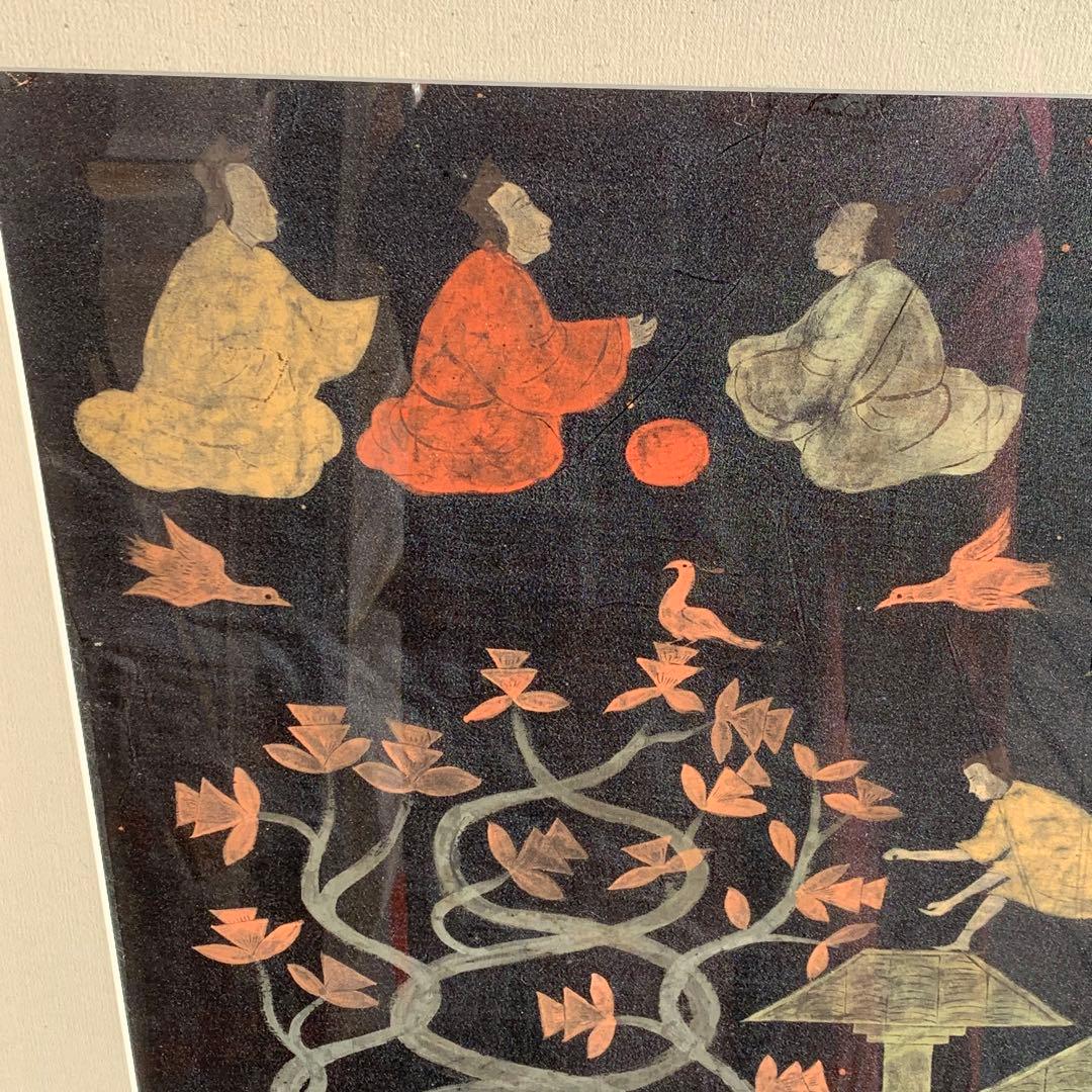 楚国 漢代 帛画 中国 シルク 絹 絵画 額縁 骨董品 馬 王 鳳凰 人