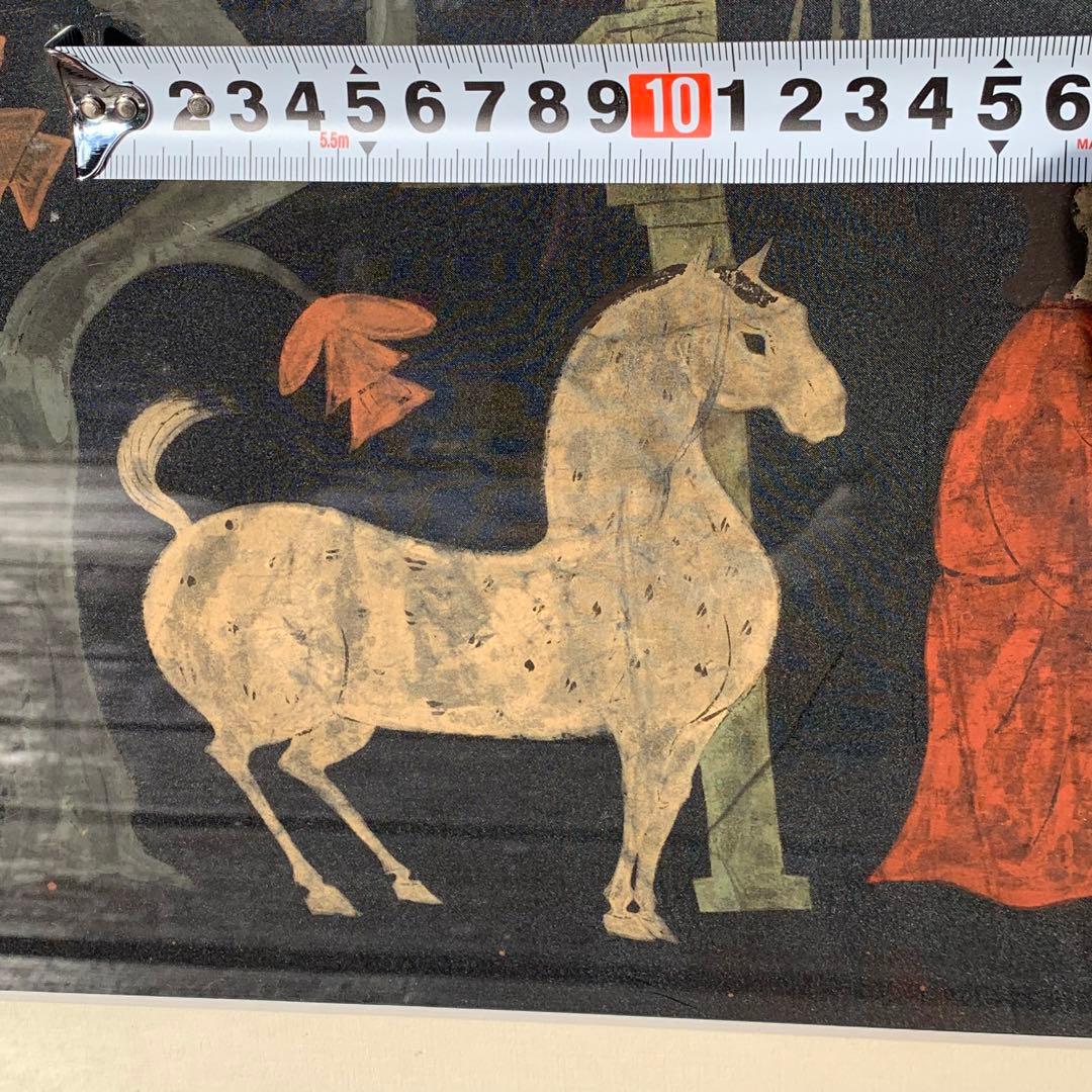 楚国 漢代 帛画 中国 シルク 絹 絵画 額縁 骨董品 馬 王 鳳凰 人