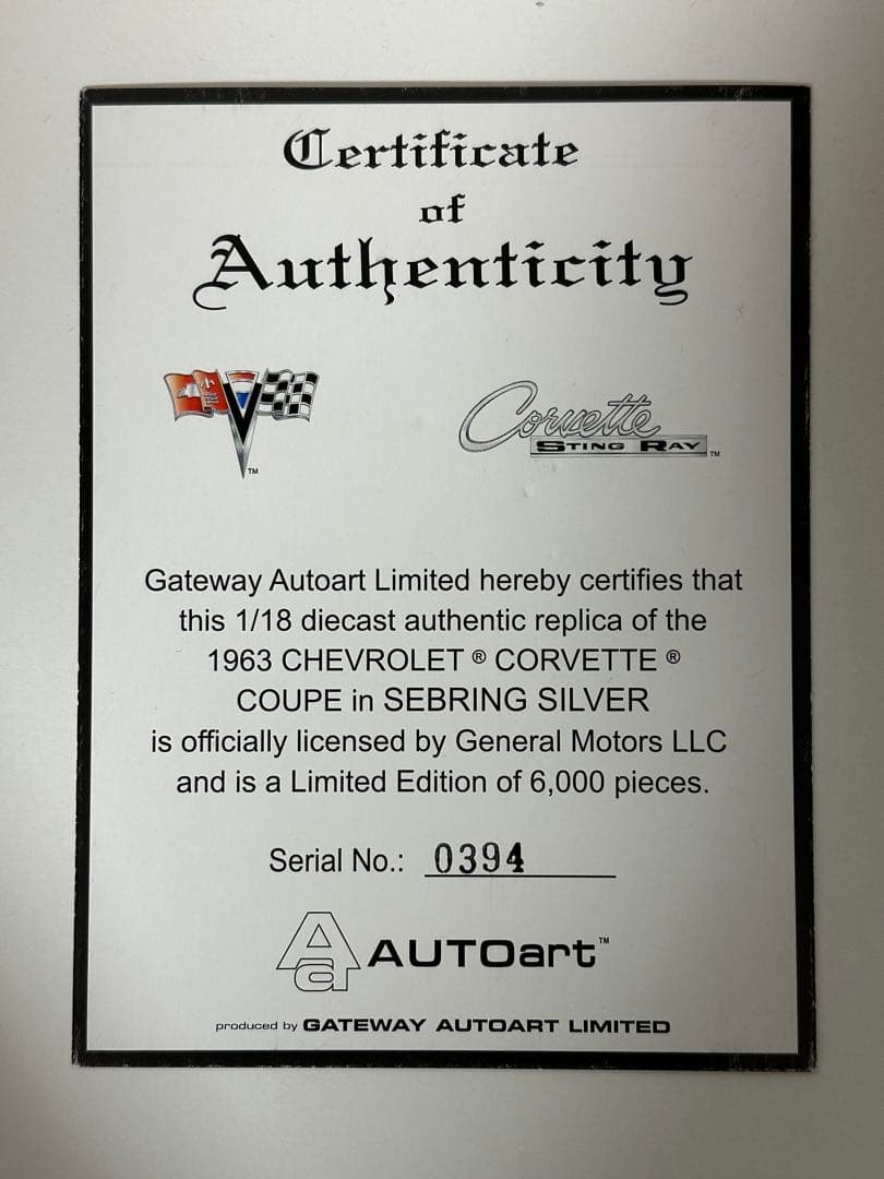 AUTOART Corvette Sting Ray 1/18 オートアート