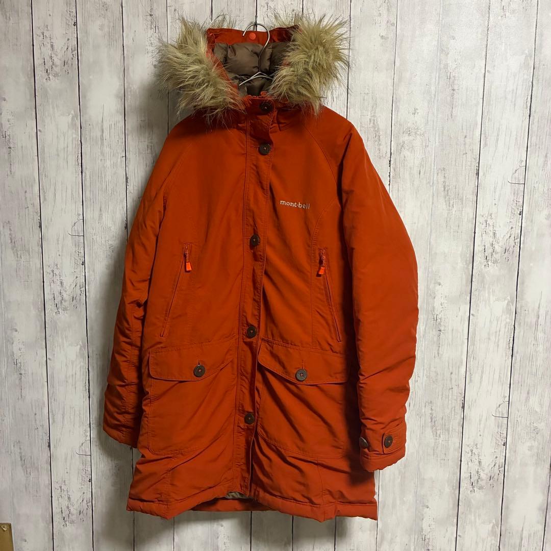 美品☆ 現行モンベル☆オレンジ☆ハスキーコート ダウンレディース L