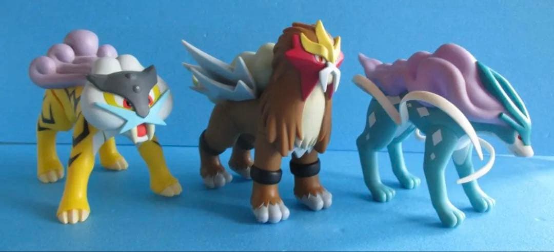 年代物◎ライコウ＆エンテイ＆スイクンフィギュア◎ポケモンTOMYソフビ