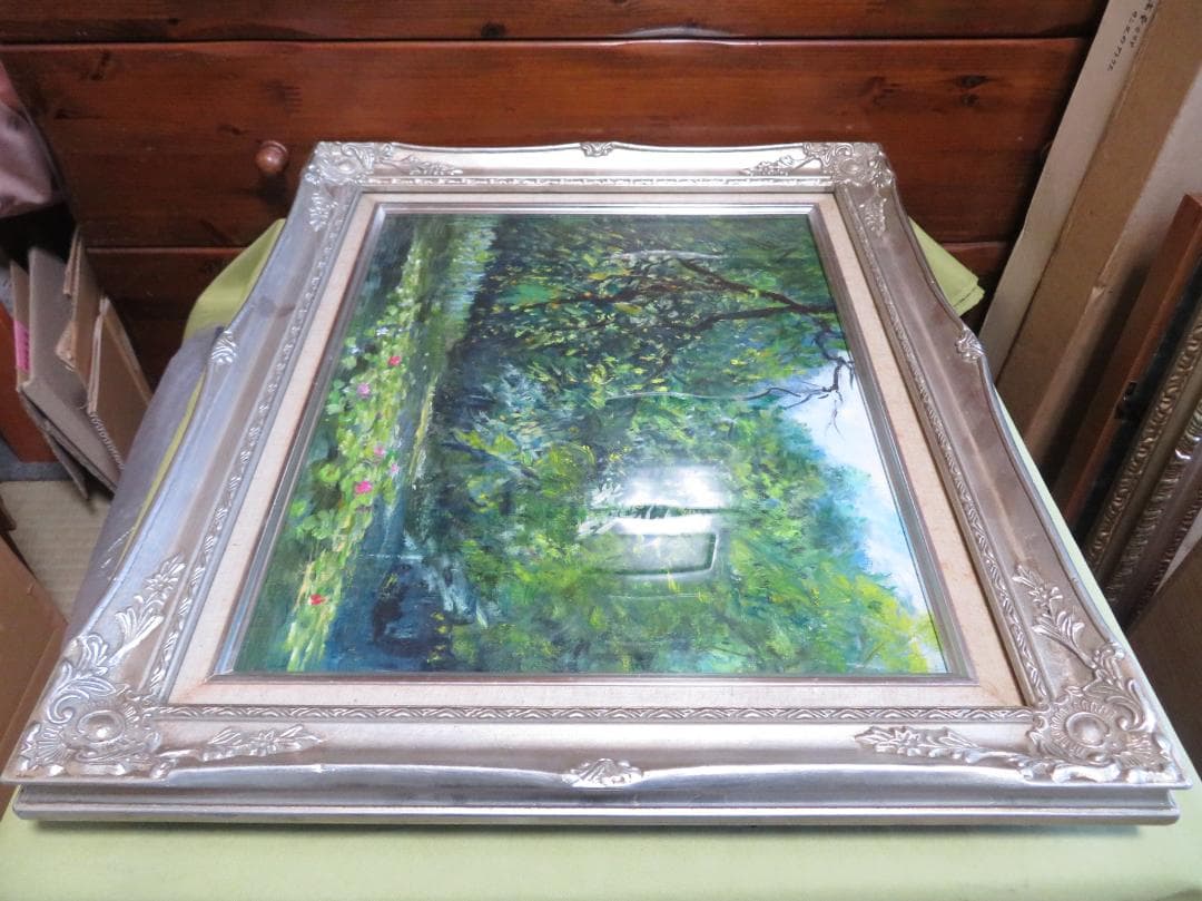 ◆   作者不明　「睡蓮」　油彩　F8号　◆