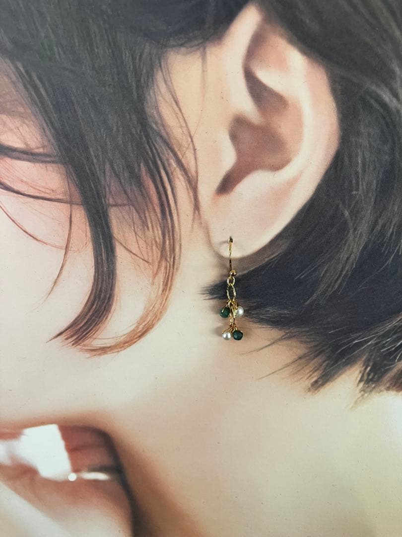 14kgf天然石ピアス トルマリン 淡水パール - メルカリ