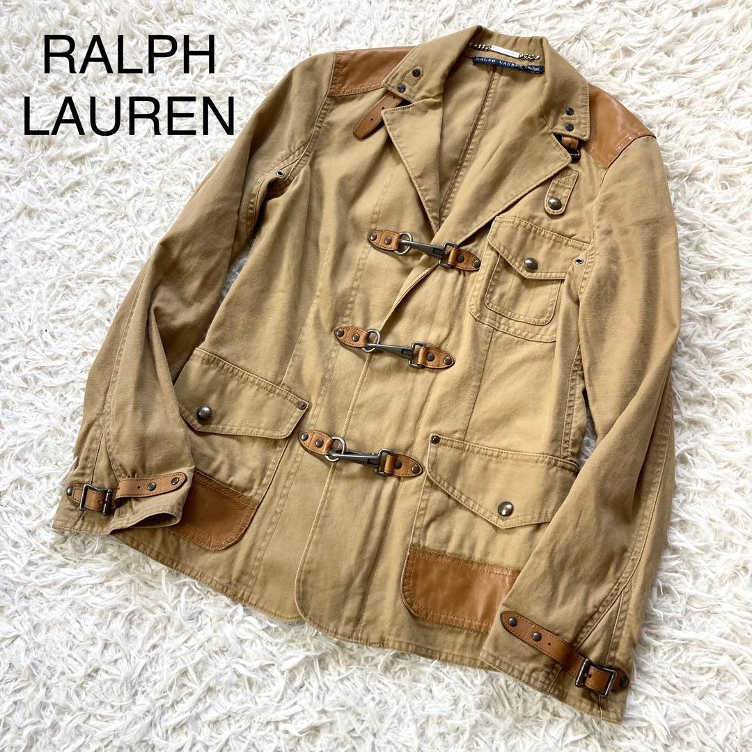 ラルフローレン コットン レザー切替 ジャケット サファリジャケット サイズ6 ラルフローレン コットン レザー切替 ジャケット サファリジャケット