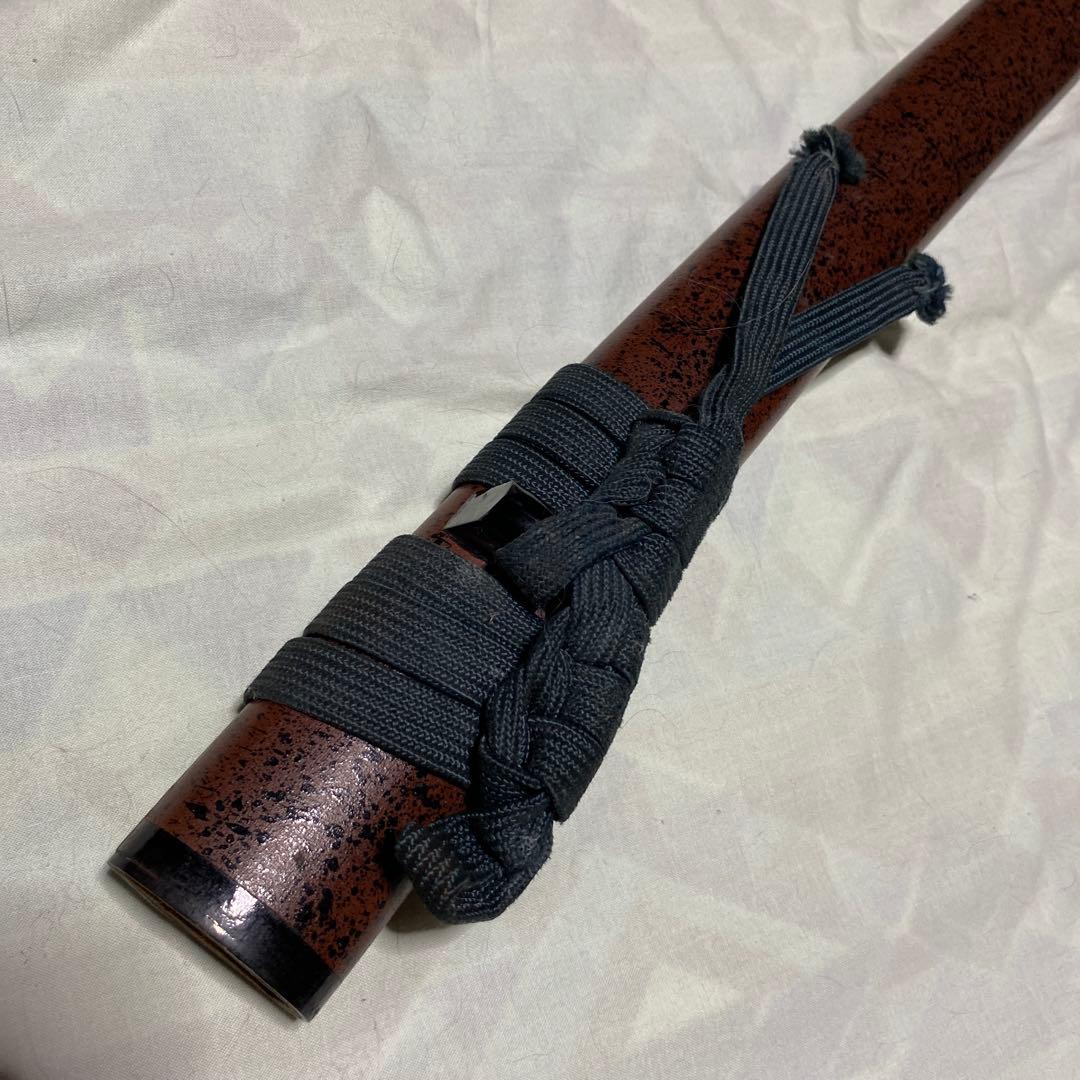 割安模造刀 濃緑柄 波絵透し丸鍔 梨地茶鞘