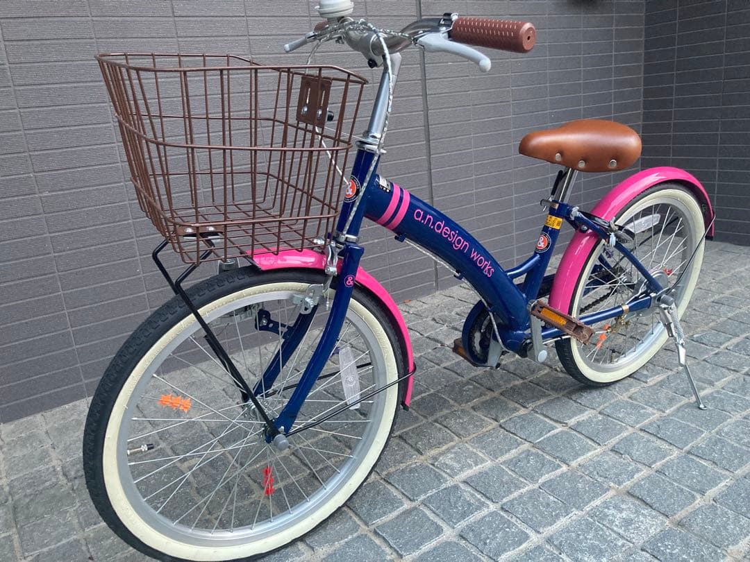 a.n.design works 子供用自転車 ネイビー/ピンク　20インチ
