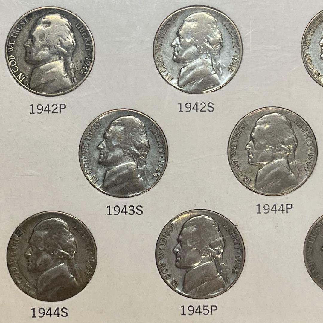 ウォータイム・ニッケル】［銀貨］5セント アメリカ ジェファーソン 銀350