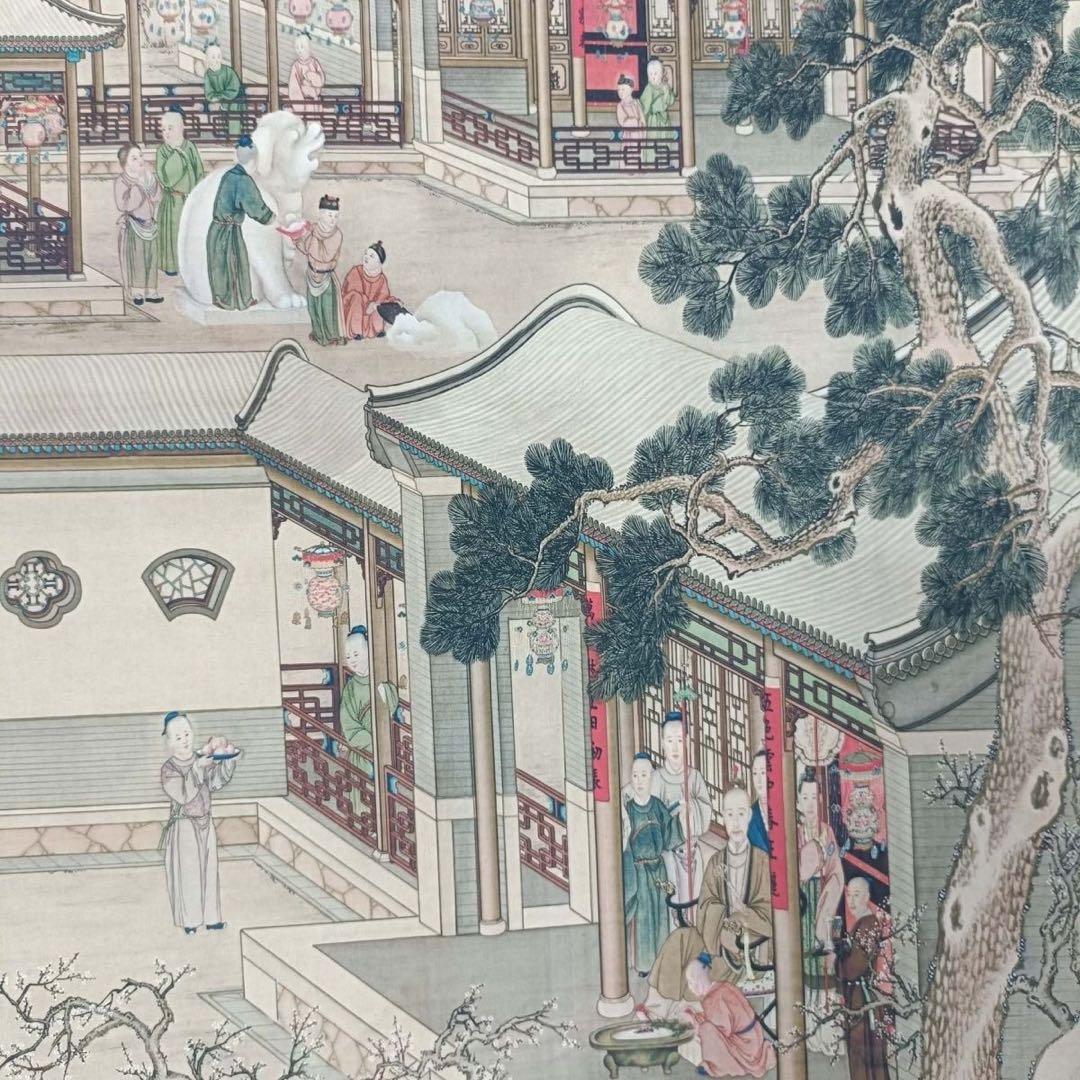 郎世寧 山水画 掛け軸 中堂 山水図 中国画 サイズ：70×173cm
