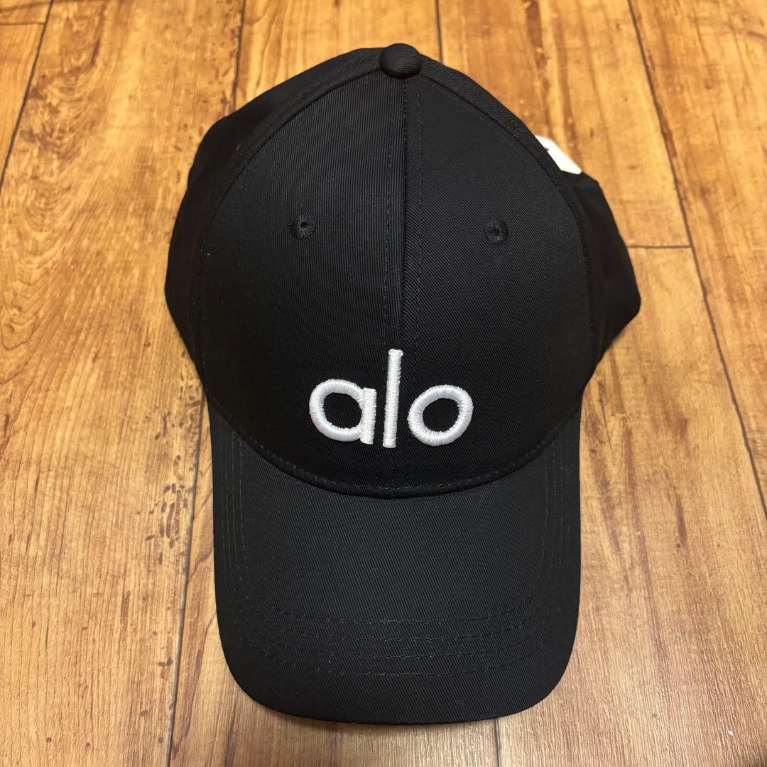 alo キャップ ブラック ユニセックス ロゴ刺繍 ベースボールキャップ