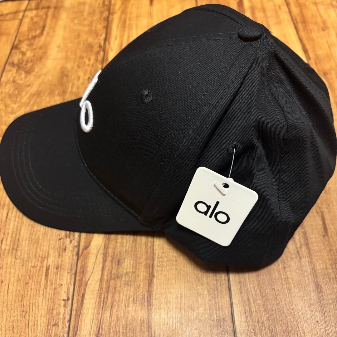 alo キャップ ブラック ユニセックス ロゴ刺繍 ベースボールキャップ