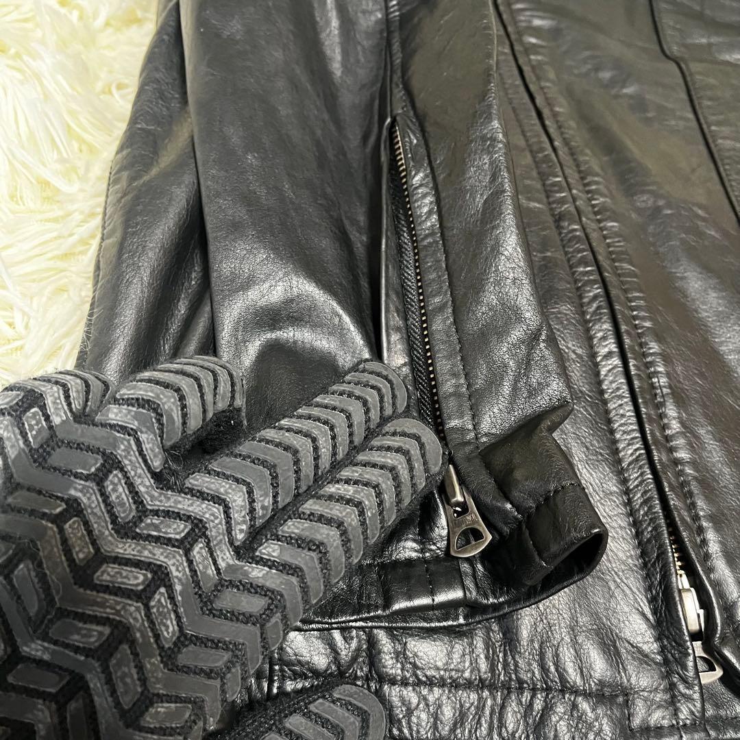 shama シャマ ライダースジャケット 牛革 レザー フーデッド 黒 メンズ