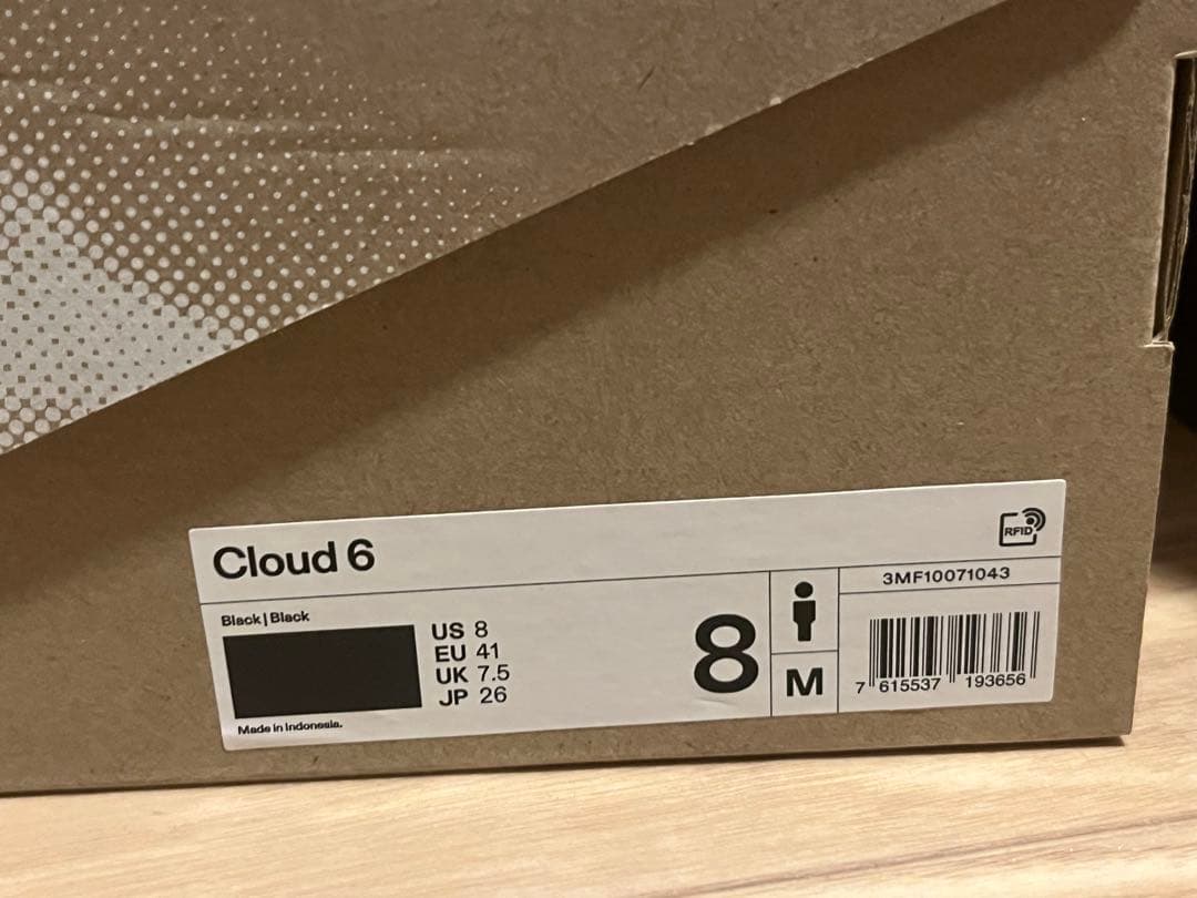 On クラウド6ブラック スニーカー　26.0cm