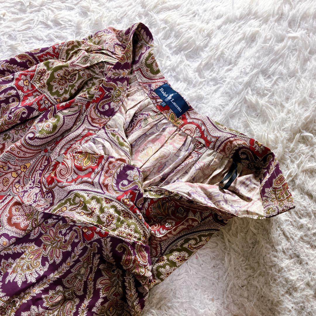 ラルフローレン ペイズリー柄 ボタニカル フレア ロングスカート