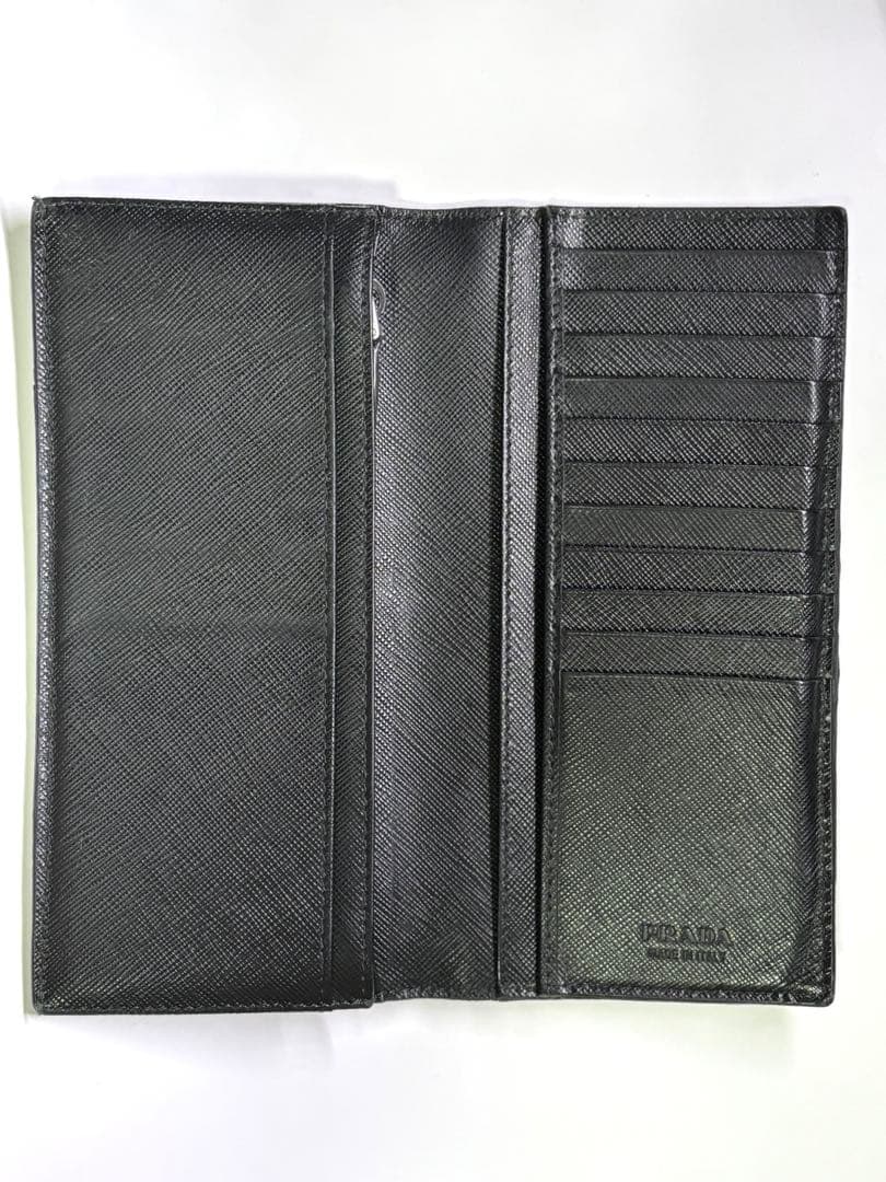 プラダ サフィアーノ 長財布 2MV836レザーバイカラー 黒 三角ロゴ