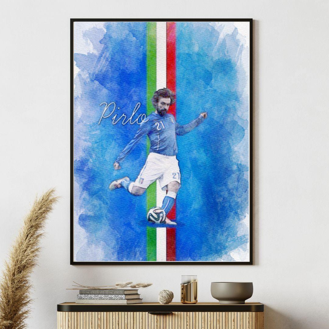 A1ポスター 水彩画 ピルロ ＃21 イタリア代表 サッカー フットボール