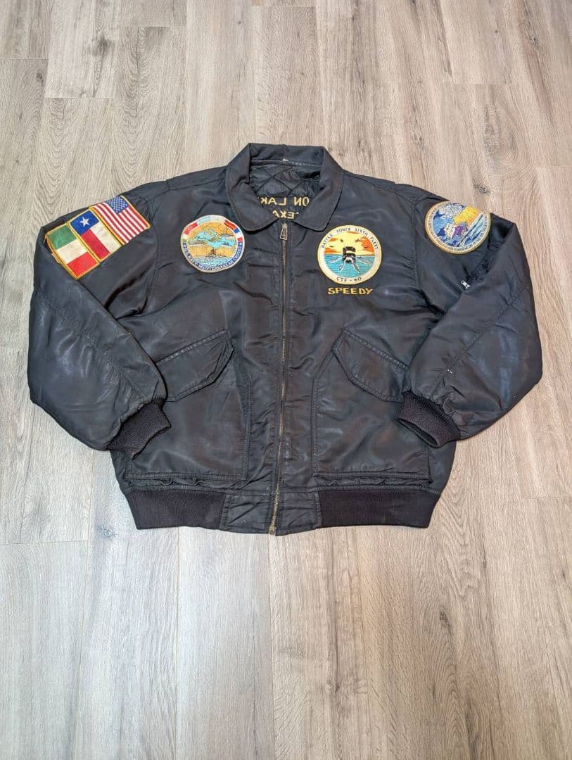 幻級【希少】90S U.S.NAVY 海軍 ツアージャケット ポパイ ベドジャン