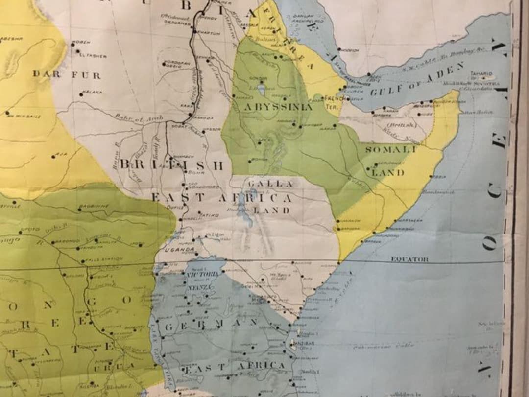 アンティーク大型 地図 マップ アメリカ歴史教材地図 近代史アフリカ