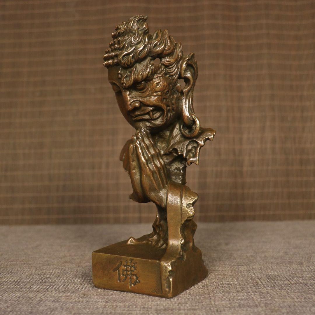 銅 細工 釈迦如来仏仏像 事務デスクトップ机 茶室 茶寵 置物 装飾品