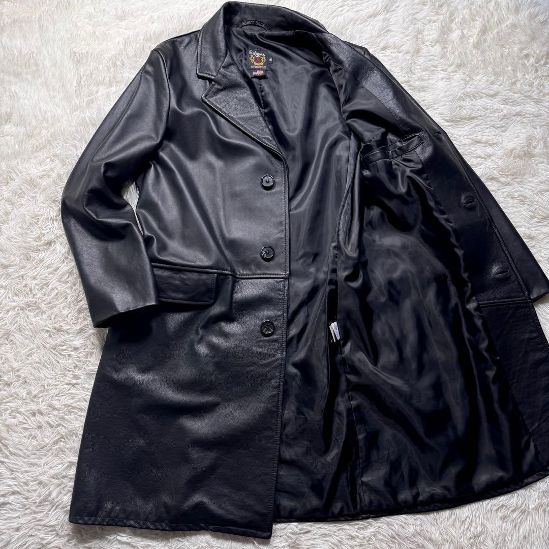 エ*？様 極美品✨Schott レザー チェスターコート 568US 黒 38 - メルカリ