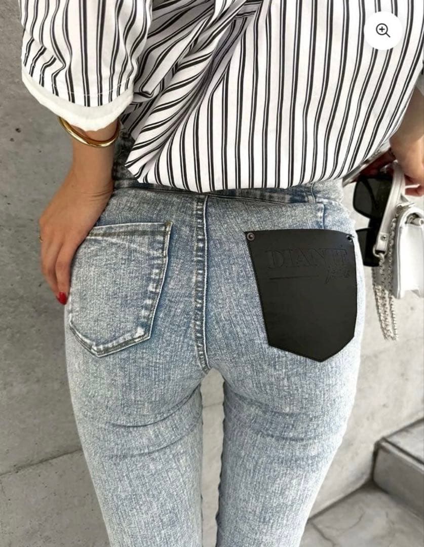 DIANTE ハイウエストスキニーデニム ライトブルー - パンツ一 番 安い 通販