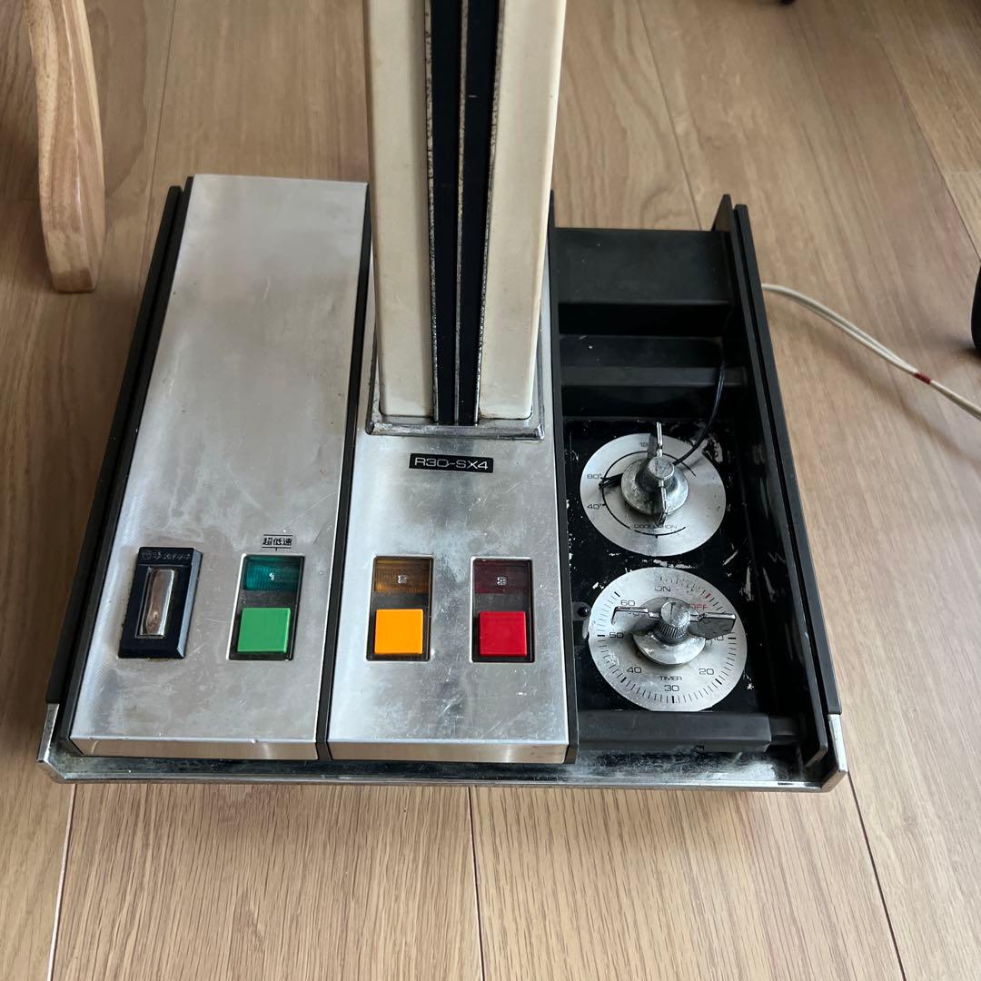 アンティーク扇風機スイッチ光る昭和レトログリーン扇風機コード修理品