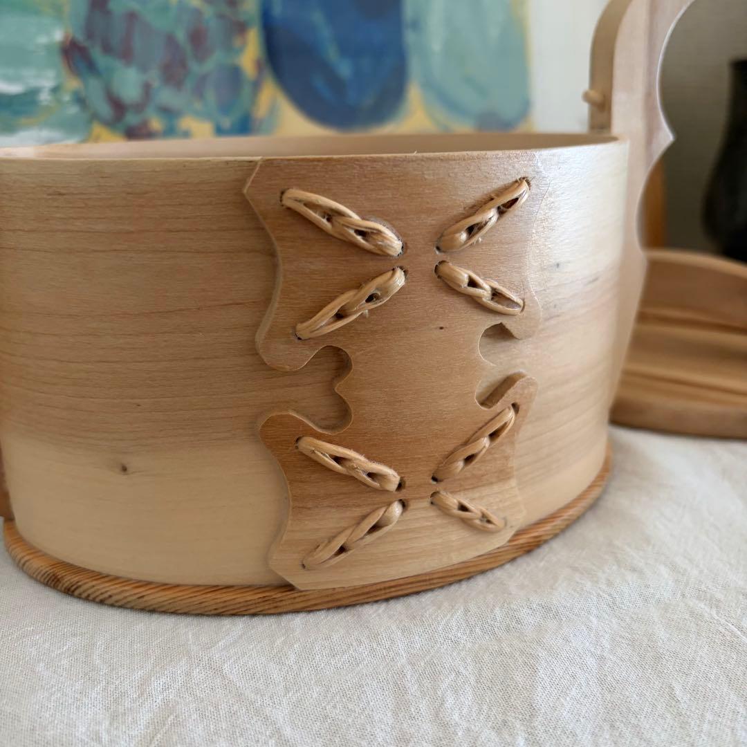 希少 北欧 スウェーデン サクラ材 木製蓋付 キャニスター アンティーク