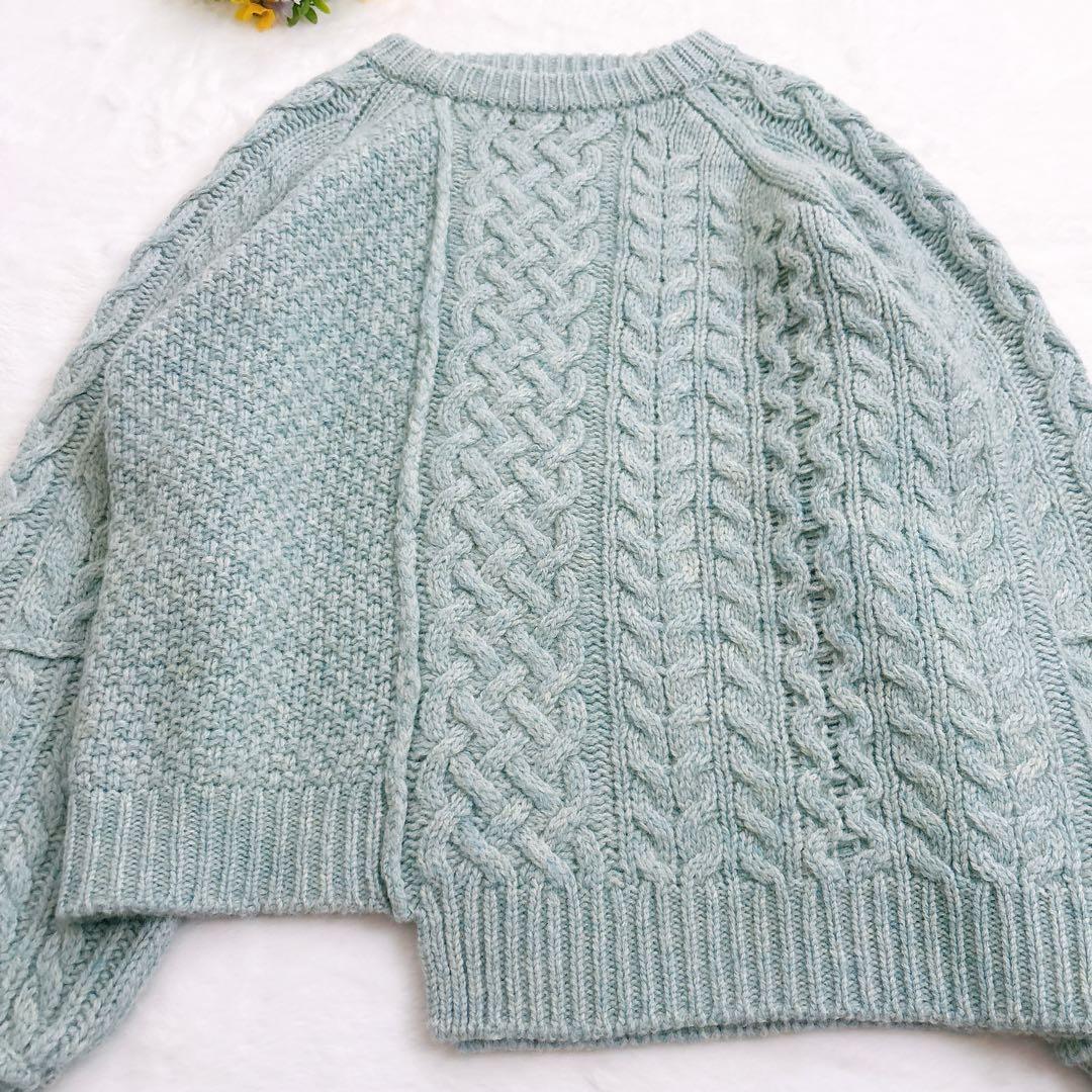 《美品》シンゾーン LINK CABLE KNIT セーター ミントグリーン F