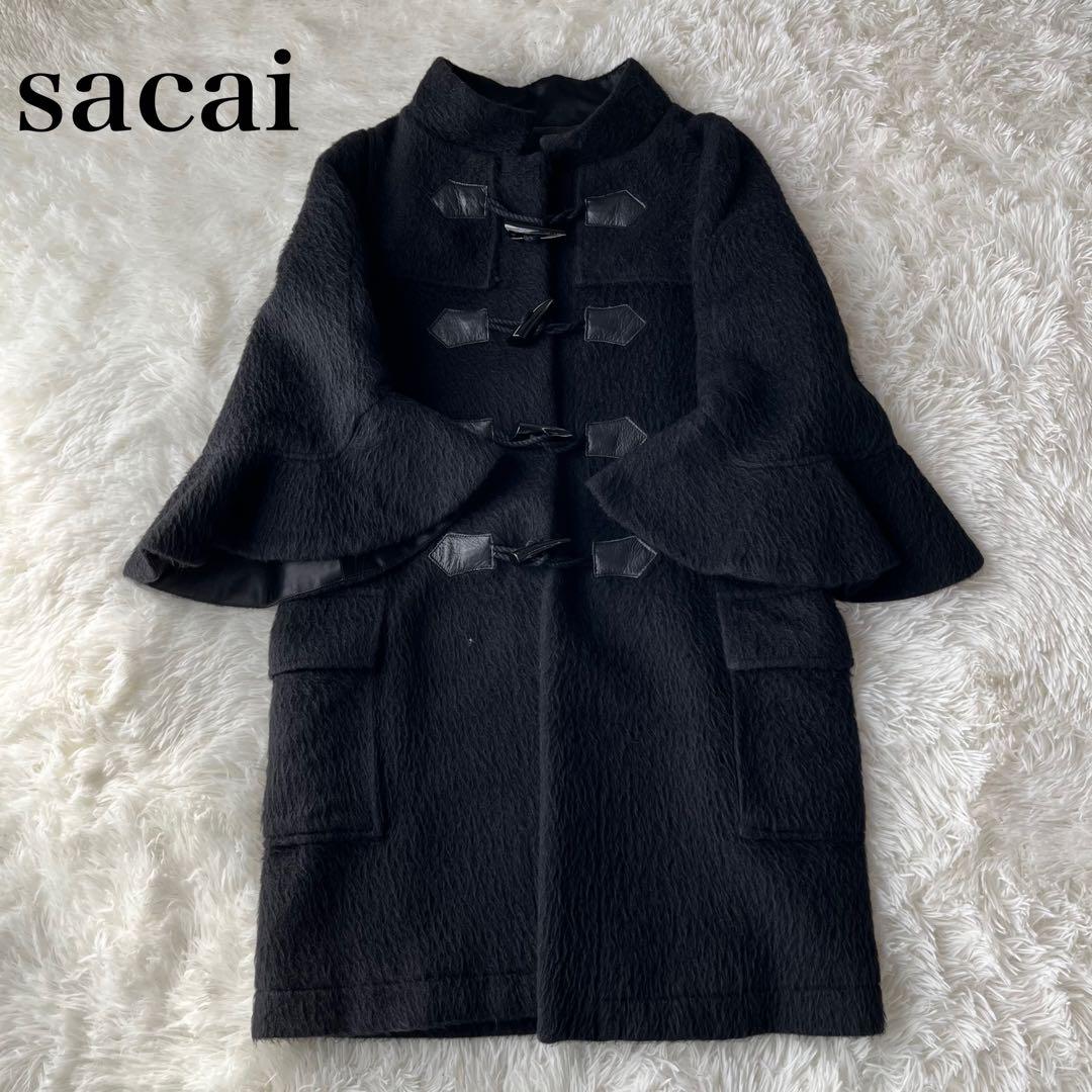 sacaiサカイ ダッフルコート アルパカ混 ブラック sacai（サカイ） 10AW フレアスリーブ アルパカダッフルコート 10