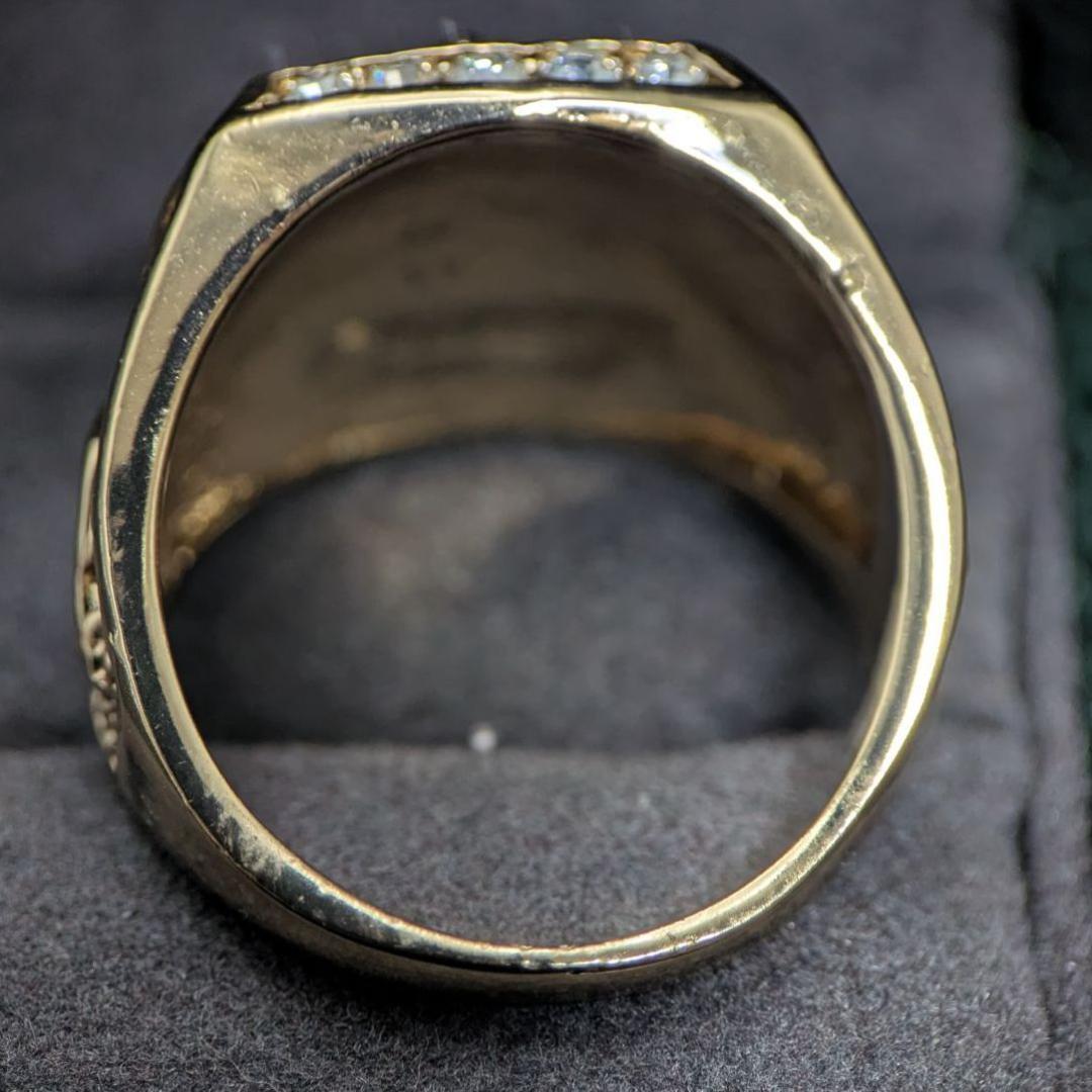 18Kゴールドメッキ ヴィンテージリング 21号 11.2g ラインストーン装飾