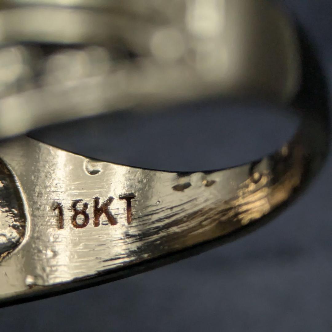 18Kゴールドメッキ ヴィンテージリング 21号 11.2g ラインストーン装飾