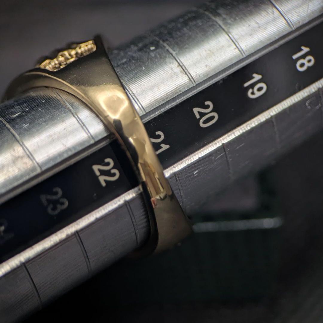 18Kゴールドメッキ ヴィンテージリング 21号 11.2g ラインストーン装飾