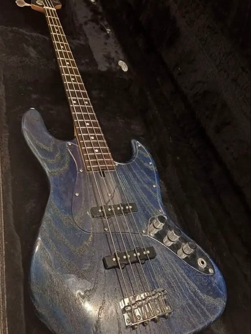 Bacchus Wl-003 濃青ジャズベタイプ バッカス 4弦ベース木目癖強