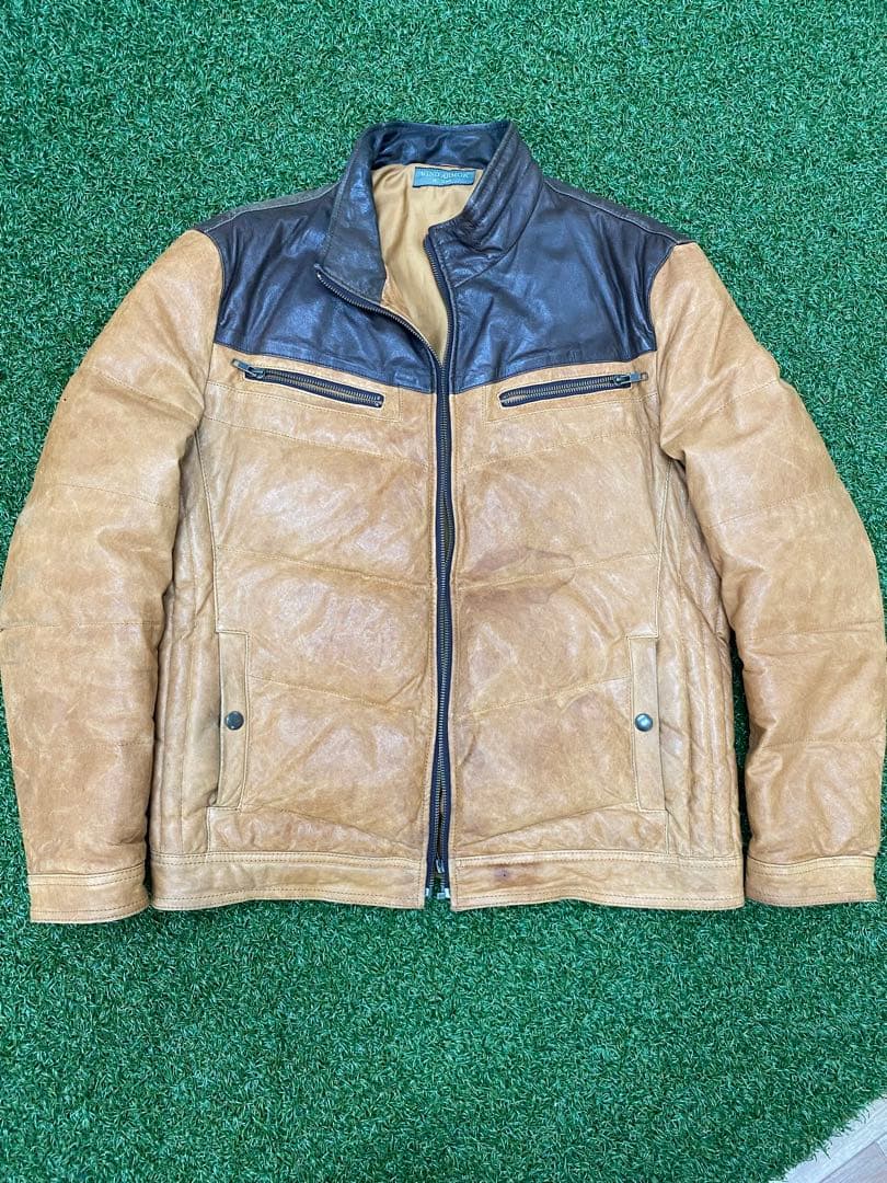 【極暖・希少】WIND ARMOR ニチワ 羊革 レザーダウンジャケット L Yahoo!オークション -「wind armor レザージャケット」(ダウン