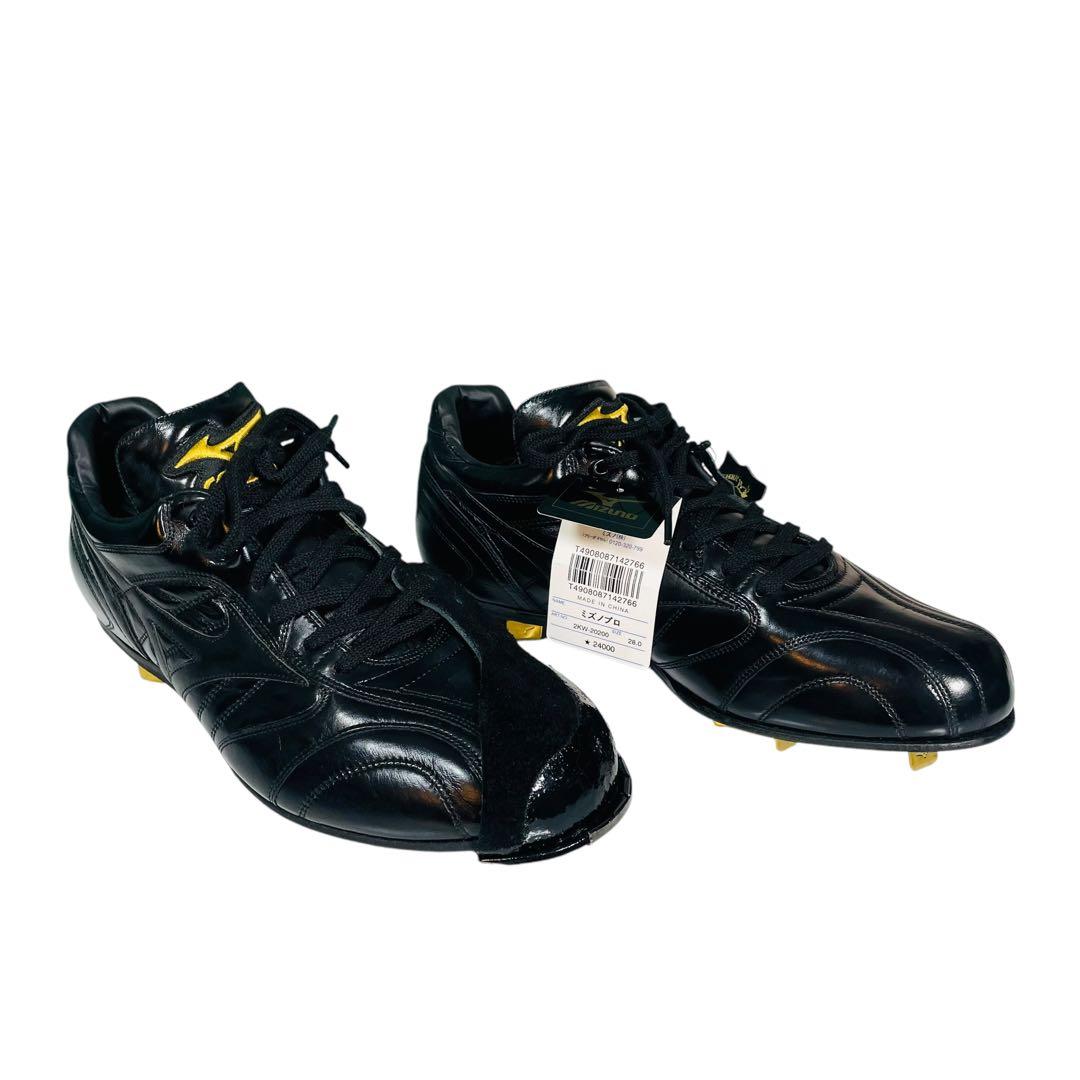 未使用　ミズノプロ　スパイク　野球用　天然皮革　黒　28.0cm