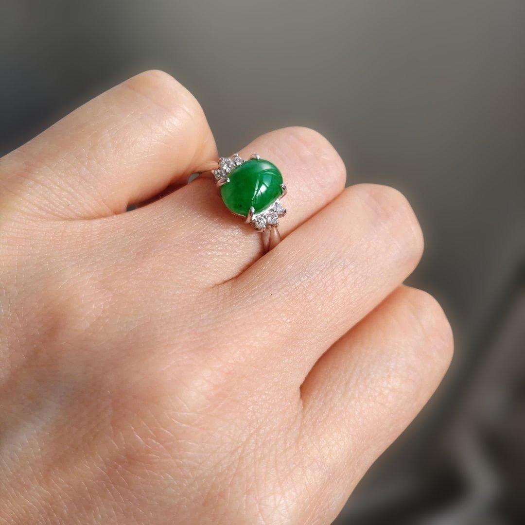 新品♥天然翡翠 2.11ct pt900 D0.12 鑑別付【特価】