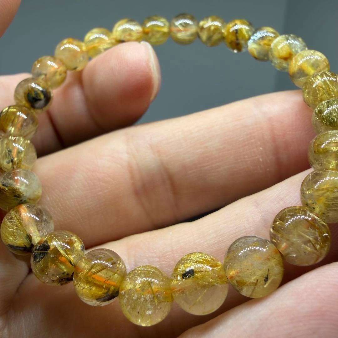 ◇z6339 ブレスレット ゴールドタイチンルチルクォーツ 002 金運勝負運