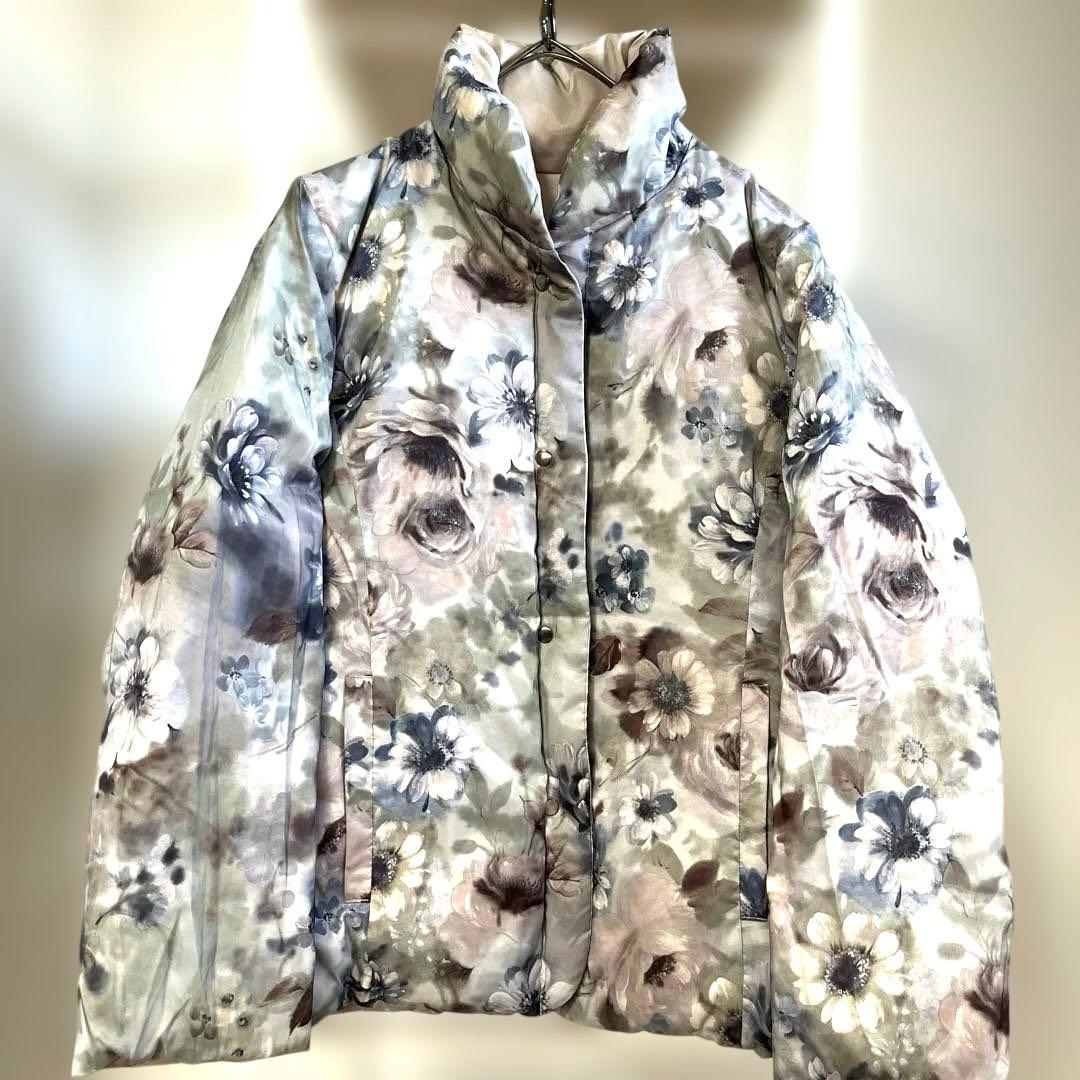 短丈 総柄 花柄 ダウンジャケットレジェンダCIVARIZEメゾンスペシャル