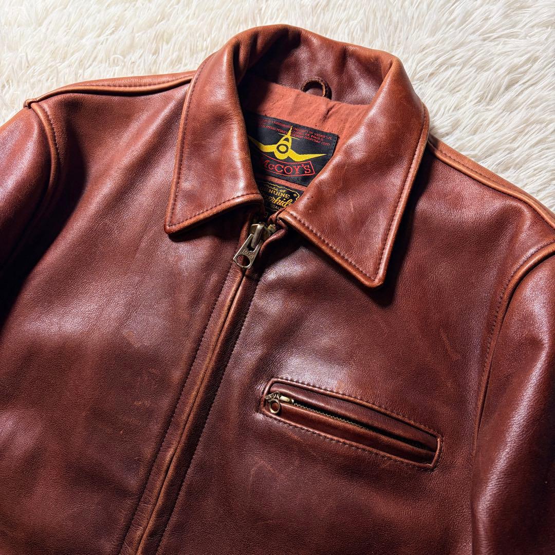 雰囲気抜群】B-McCOY'S ライダースジャケット ステアハイド 赤茶 40