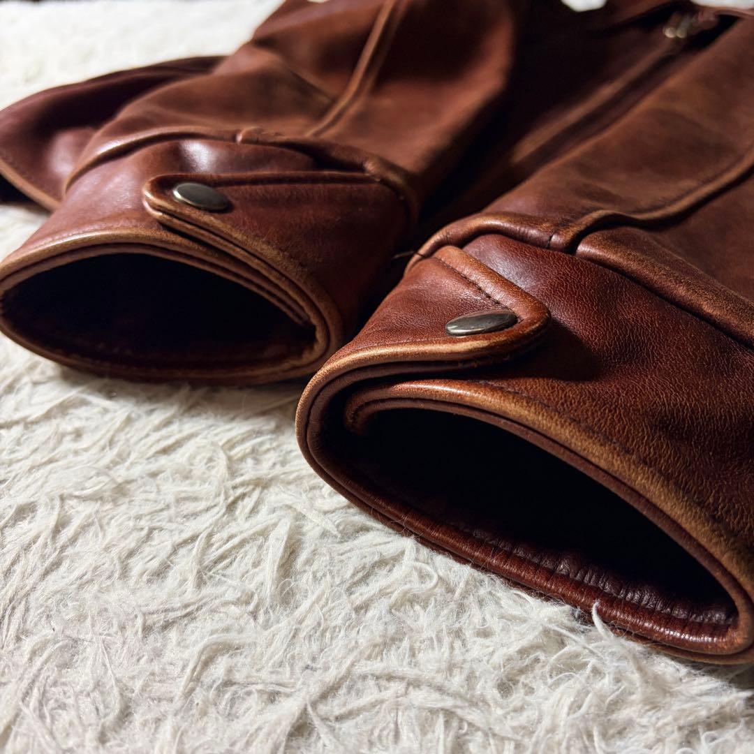 雰囲気抜群】B-McCOY'S ライダースジャケット ステアハイド 赤茶 40