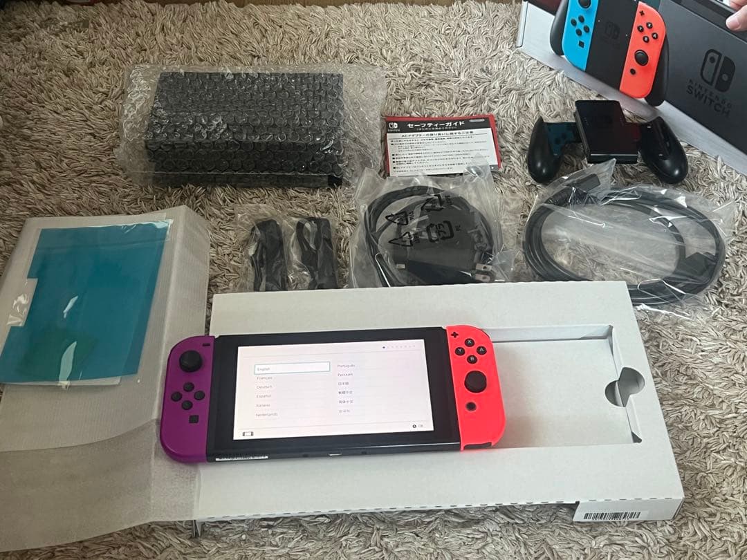 Nintendo Switch 赤/紫 本体 ACアダプター付き 箱付き - メルカリ