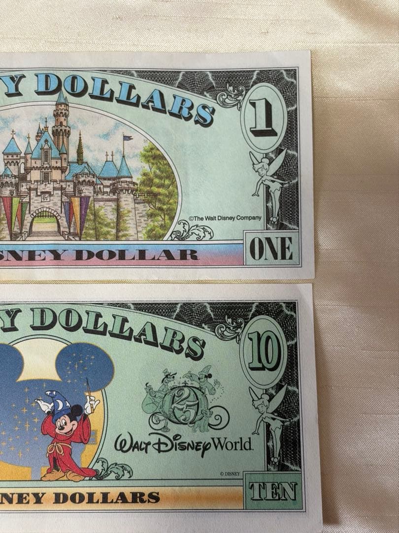 美品Disney Dollars 封筒付1990年代 $1 $5 $10