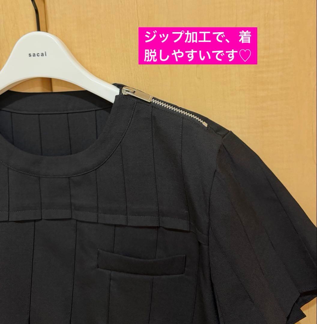 試着程度 美品】☆sacai サカイ☆スーチング プリーツ ブラウス シャツ