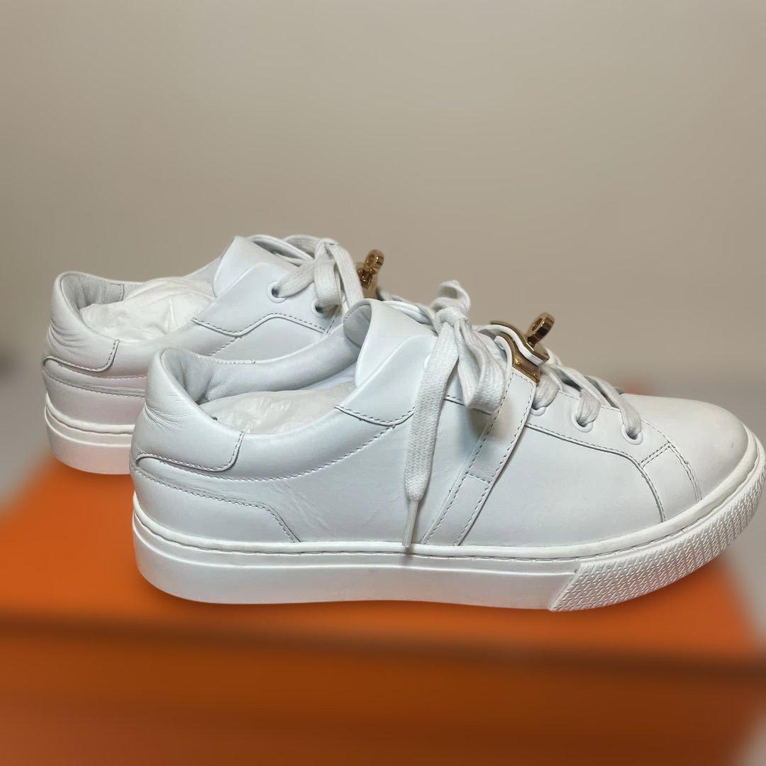 ☆HERMES☆デイ ケリーバックルピンクゴールドスニーカーサイズ37.5