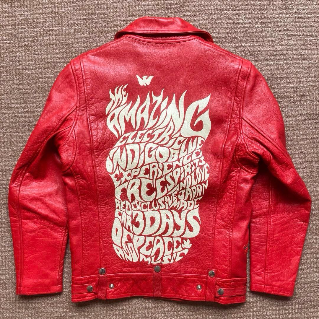 ルイスレザー ポールスミス ライダースジャケット M サイクロン レッド