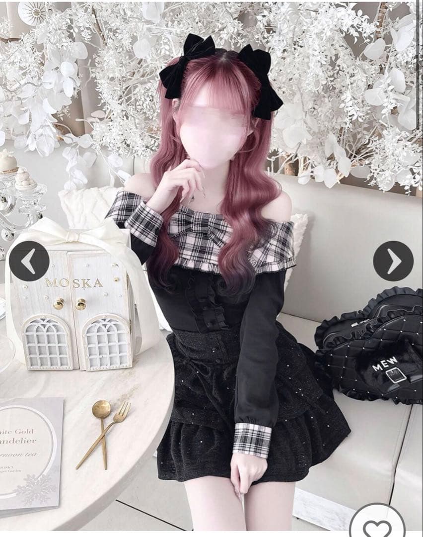 ハニーミュウ チェックビッグリボンオフショルトップス XS - メルカリ