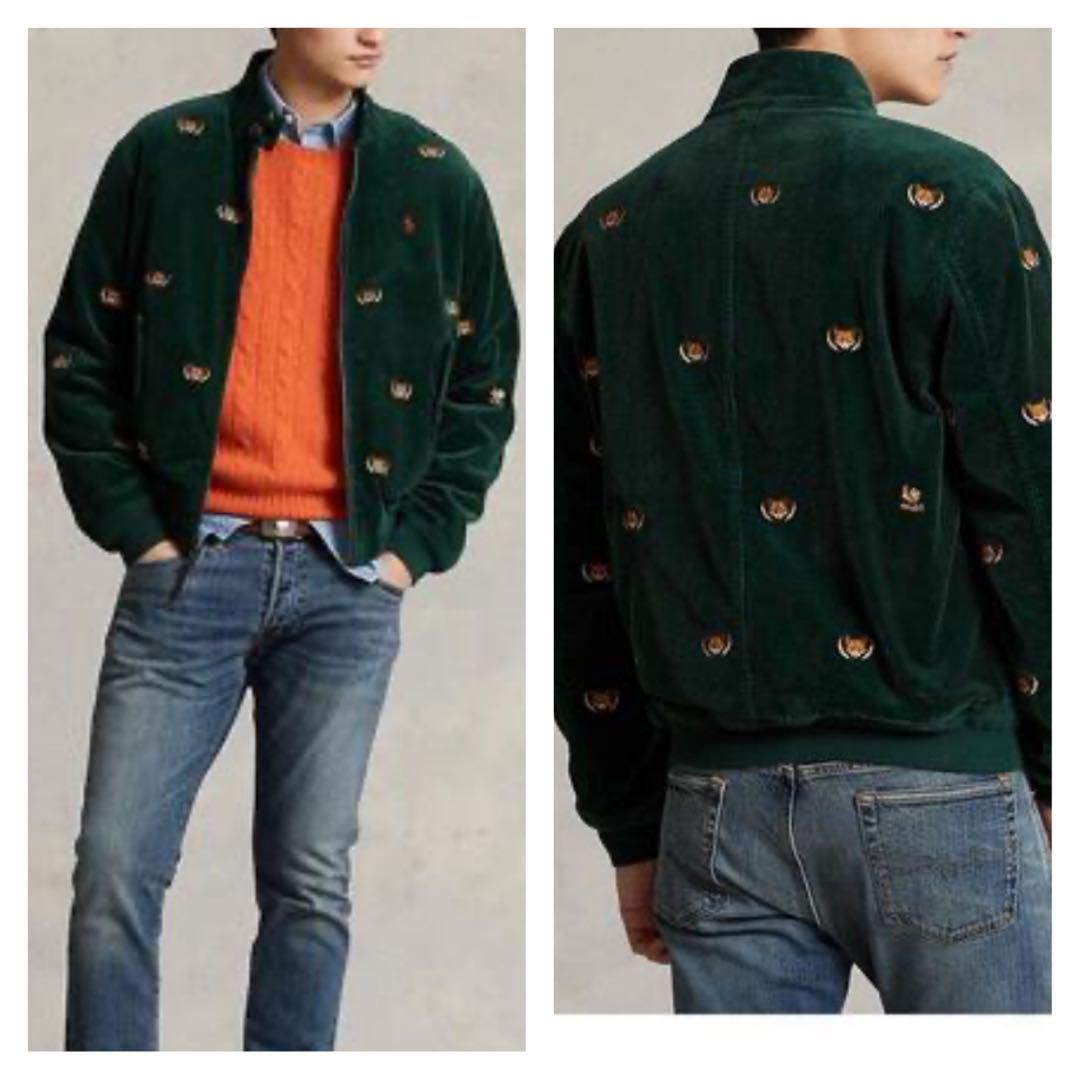 美品 ポロラルフローレン コーデュロイジャケット キツネ刺繍 深緑 L