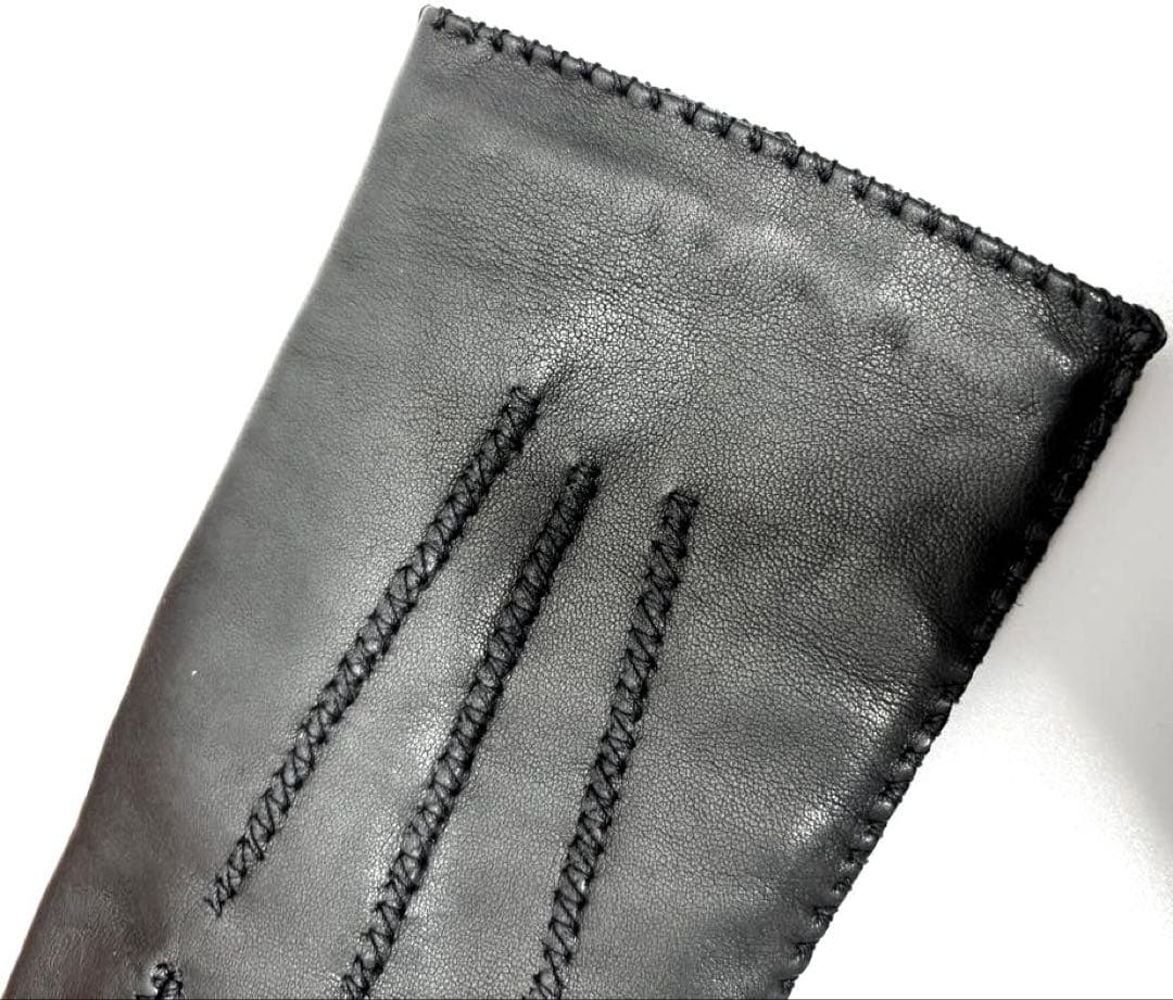 美品】エルメス クルードセル手袋ブラック ラムレザーカシミア